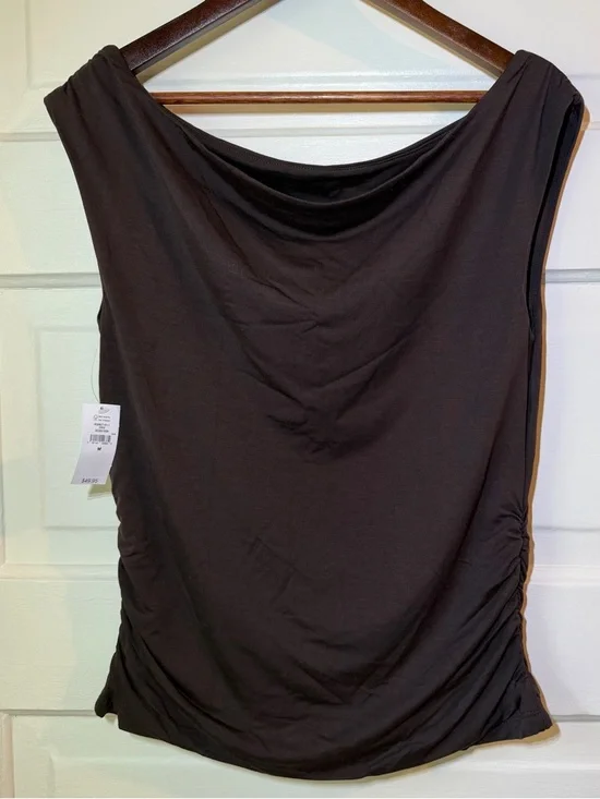 GAP Espresso Brown Sleeveless Drape Neck Top - Picture 2 of 4